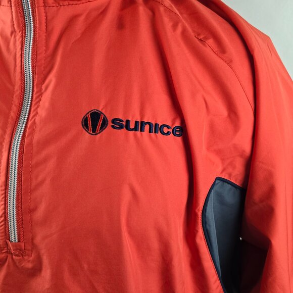Sunice Jacket Mens Medium Orange Red Half Zip Windbreaker Weather Golf Pullover - Picture 3 of 9